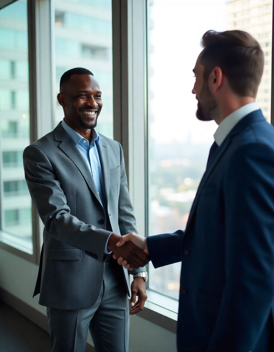 business partner shaking hands with his partner who incorporate company together
